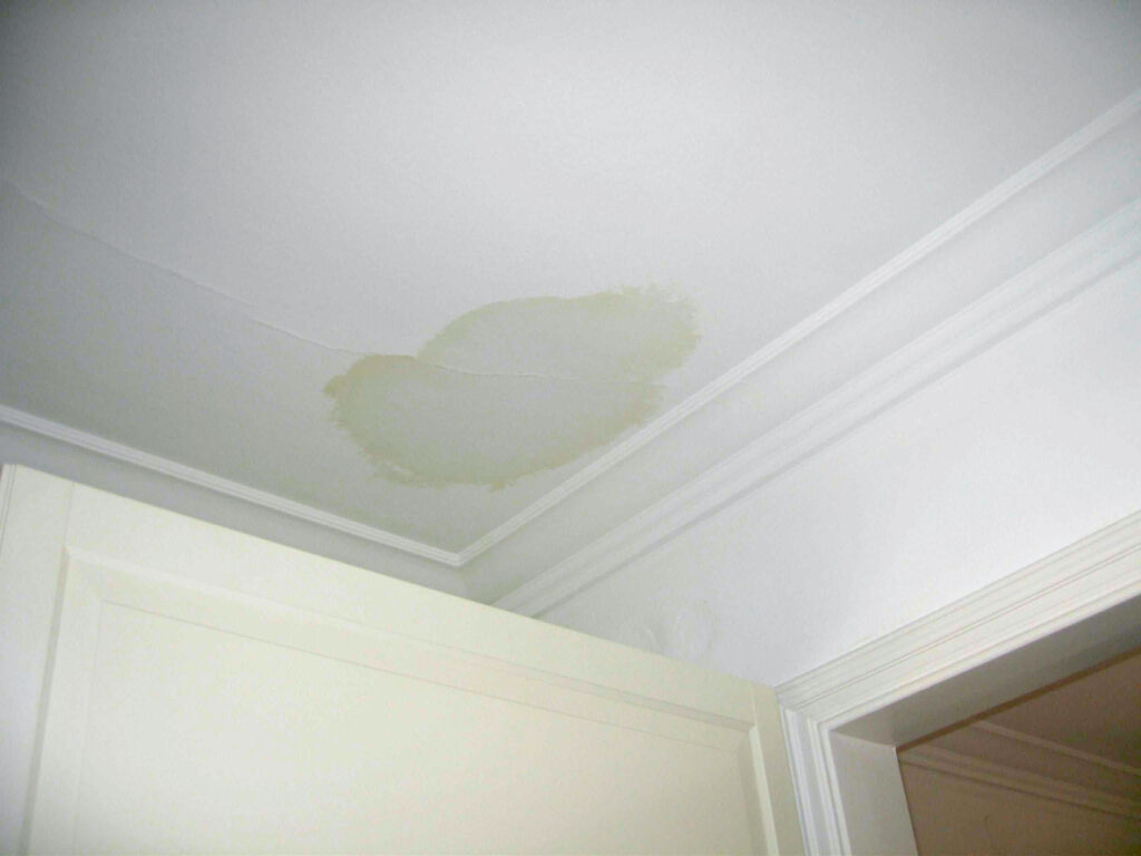 Water leak staining a residential ceiling